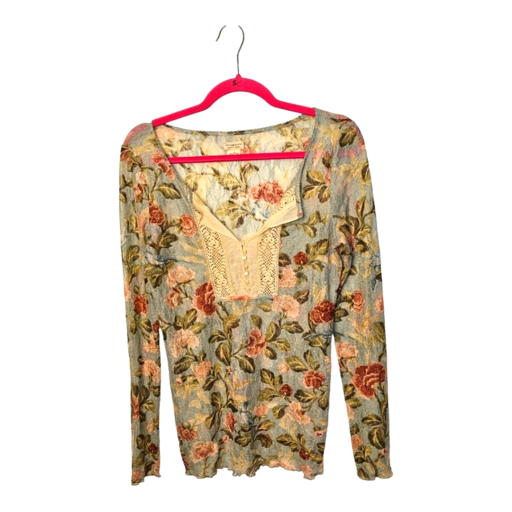 Y2K floral lace long sleeve top